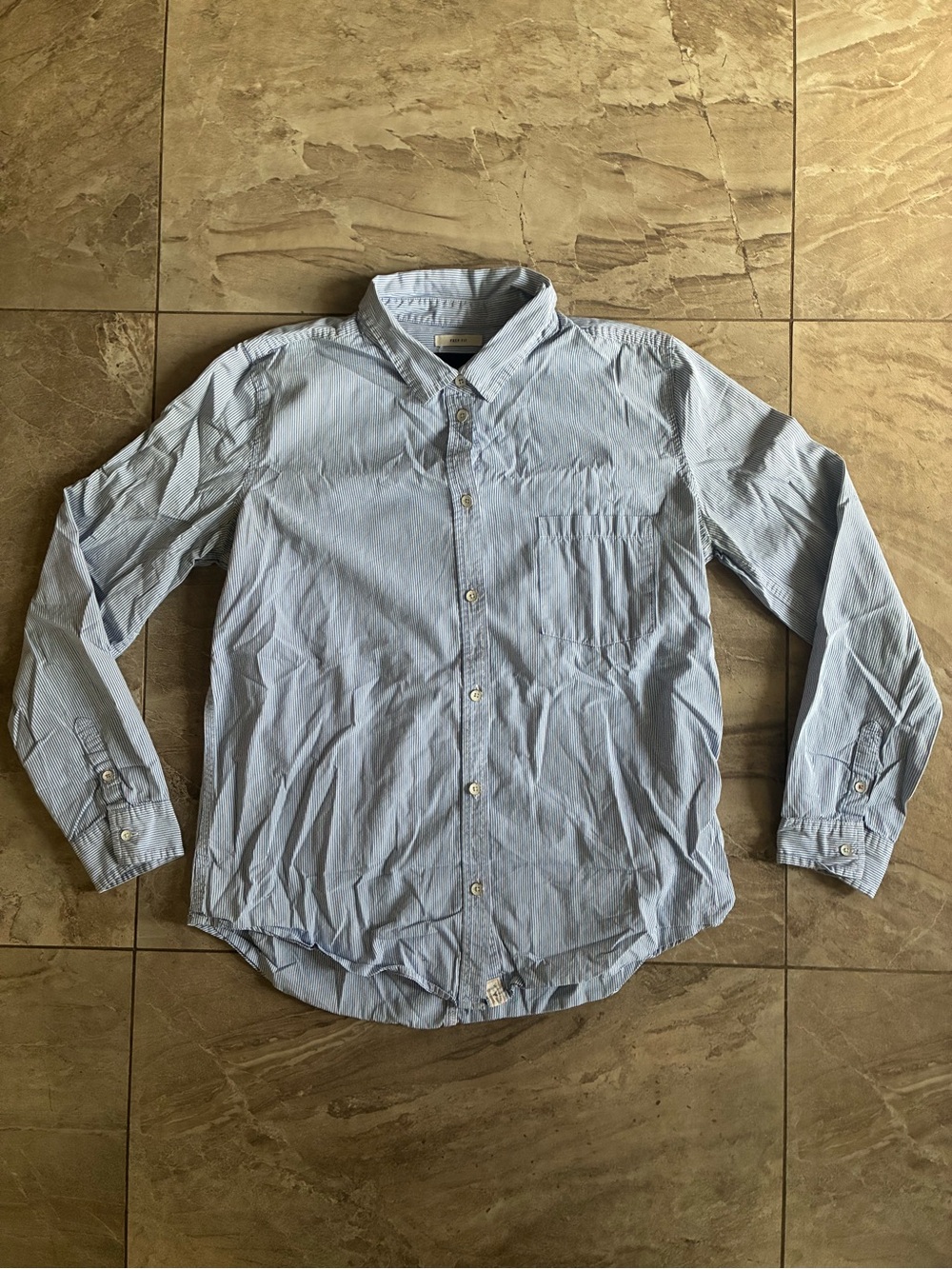 Light Blue Pinstriped Button-Up Shirt - Classic Oxford Style